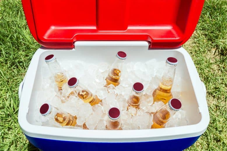 Camping cooler box with ice